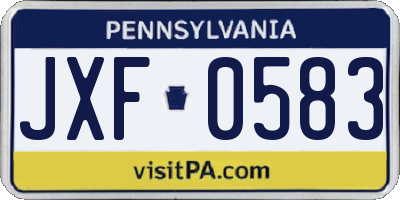 PA license plate JXF0583