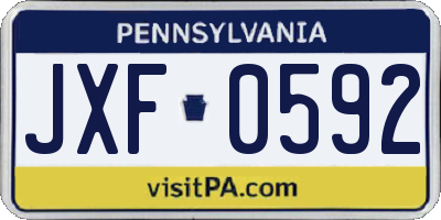 PA license plate JXF0592