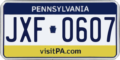 PA license plate JXF0607