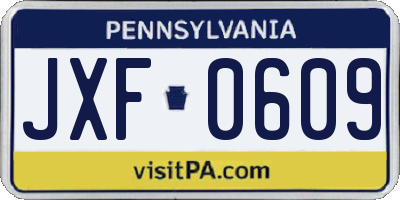 PA license plate JXF0609