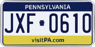 PA license plate JXF0610