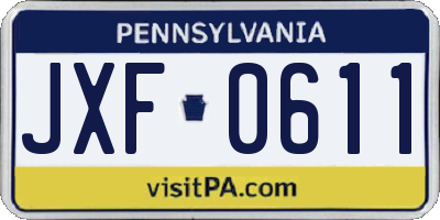 PA license plate JXF0611
