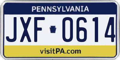 PA license plate JXF0614