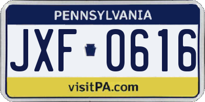 PA license plate JXF0616
