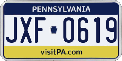 PA license plate JXF0619
