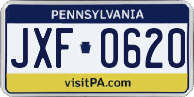 PA license plate JXF0620