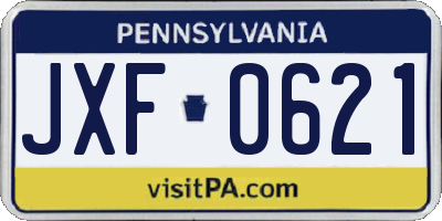 PA license plate JXF0621