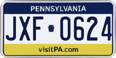 PA license plate JXF0624