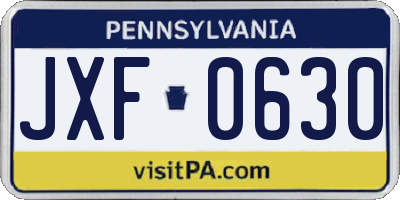 PA license plate JXF0630