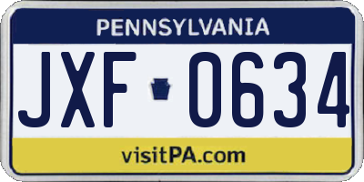 PA license plate JXF0634