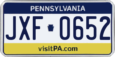PA license plate JXF0652