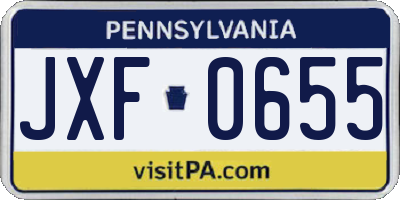 PA license plate JXF0655