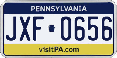 PA license plate JXF0656