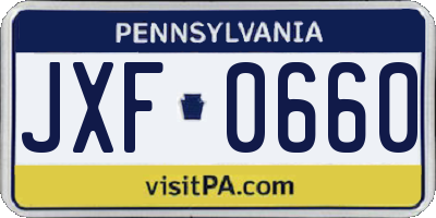 PA license plate JXF0660
