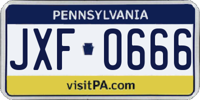 PA license plate JXF0666