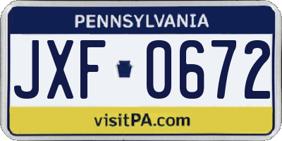 PA license plate JXF0672