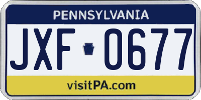 PA license plate JXF0677