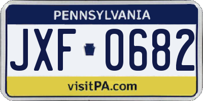 PA license plate JXF0682
