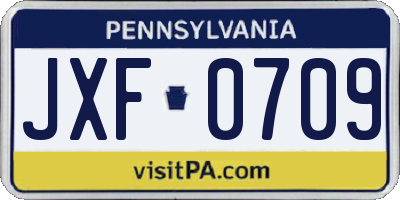 PA license plate JXF0709