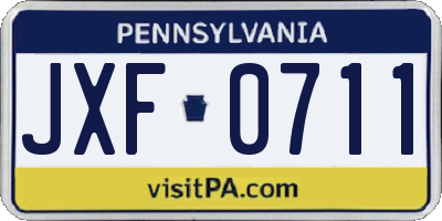 PA license plate JXF0711