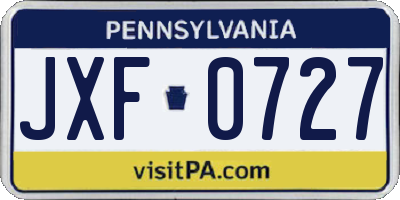 PA license plate JXF0727