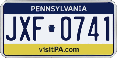 PA license plate JXF0741