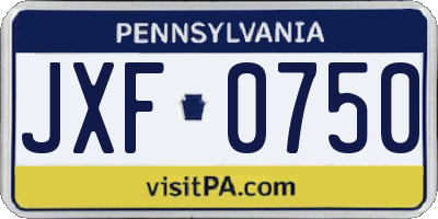 PA license plate JXF0750