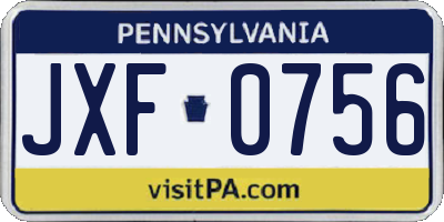 PA license plate JXF0756