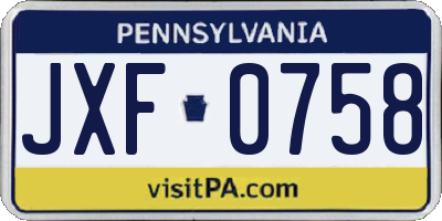 PA license plate JXF0758