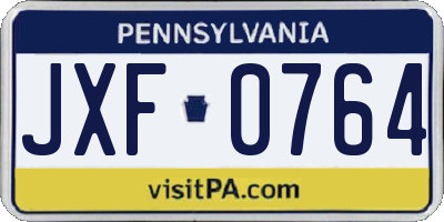 PA license plate JXF0764