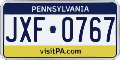 PA license plate JXF0767