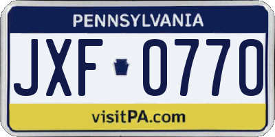 PA license plate JXF0770