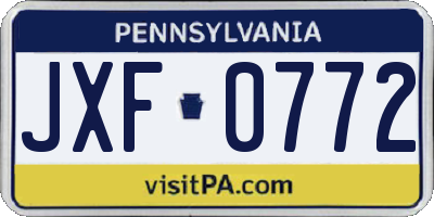 PA license plate JXF0772