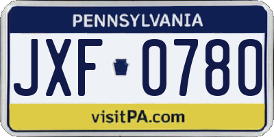 PA license plate JXF0780