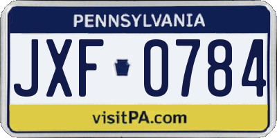 PA license plate JXF0784