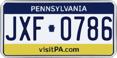 PA license plate JXF0786