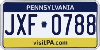 PA license plate JXF0788