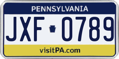 PA license plate JXF0789