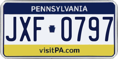 PA license plate JXF0797