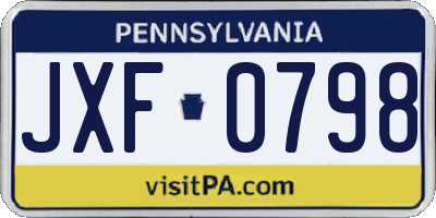 PA license plate JXF0798