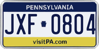 PA license plate JXF0804