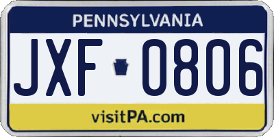 PA license plate JXF0806