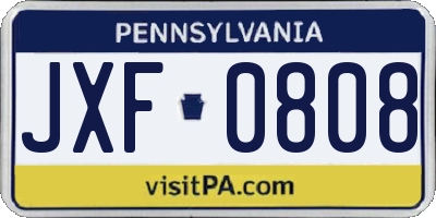 PA license plate JXF0808