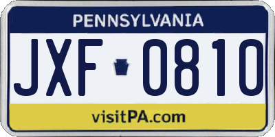 PA license plate JXF0810