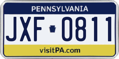 PA license plate JXF0811