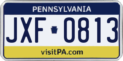 PA license plate JXF0813