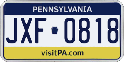 PA license plate JXF0818