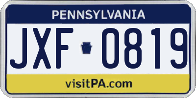 PA license plate JXF0819