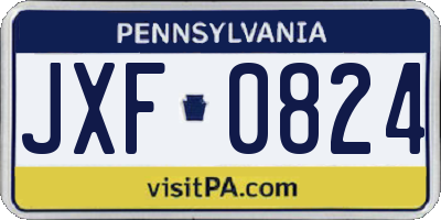 PA license plate JXF0824
