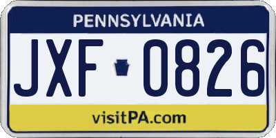 PA license plate JXF0826